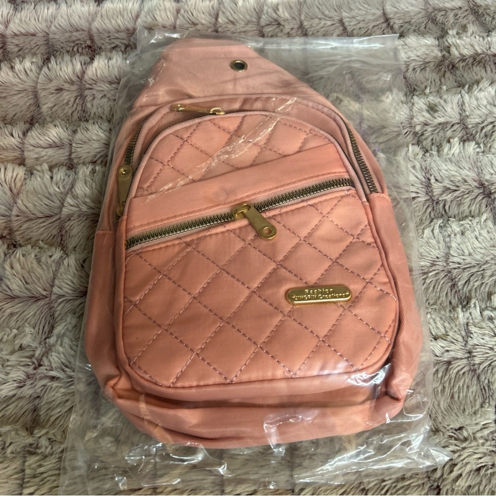 Sling Crossbody Quilted Bags For Women Trendy Fanny Pack Backpack pink
